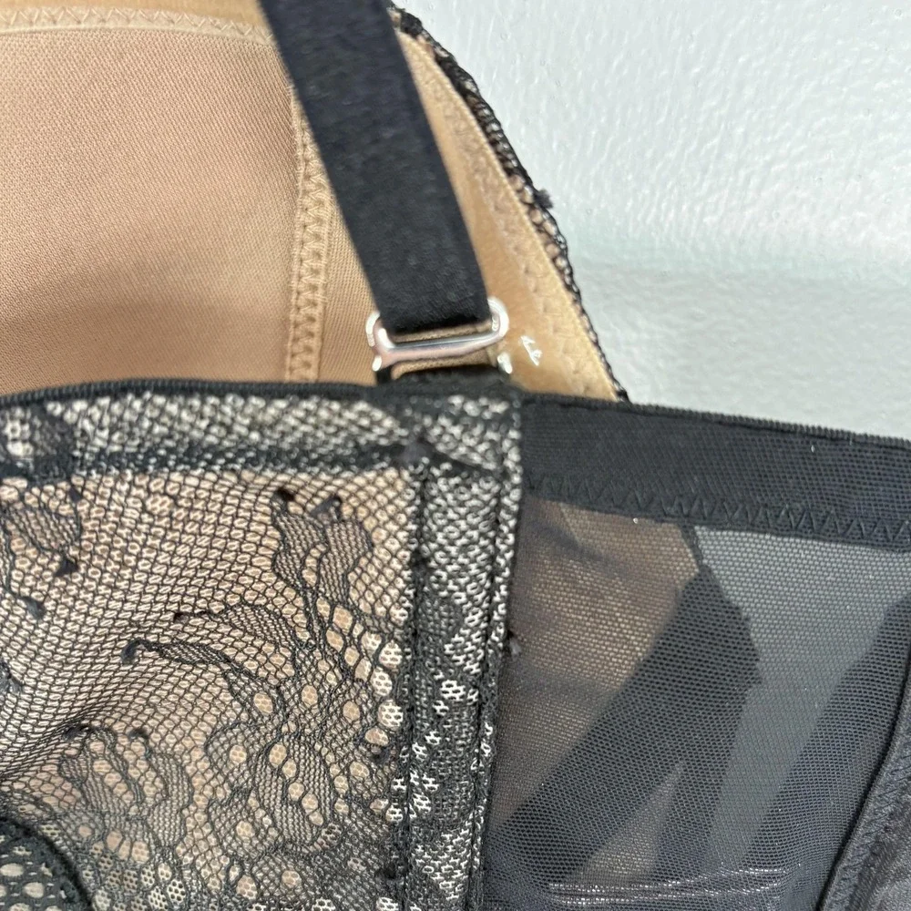 Victoria's Secret Bustier Womens 36B Black Lace Longline Strapless Boned Top‎